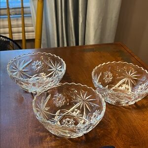 Vintage Anchor Hocking Star Of David Set of Three Clear Glass Bowls.